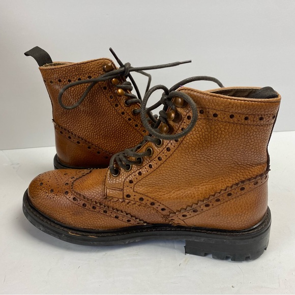 Walk London Sean Brogue Boots In Tan Leather Lace-up Chelsea Wingtip Men’s 6 - Picture 7 of 10